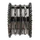 Oxidised Silver-Plated Black Toned Classic Textured Bangles Jewellery Set (Set Of 20)