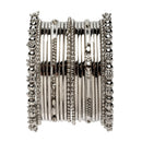 Oxidised Silver-Plated Textured Bangles Jewellery Set (Set Of 20)