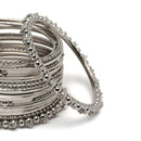 Oxidised Silver-Plated Textured Bangles Jewellery Set (Set Of 20)