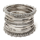 Oxidised Silver-Plated Textured Bangles Jewellery Set (Set Of 20)