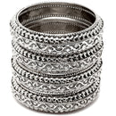 Set Of 4 Oxidised Silver-Plated Classic Intricate Textured Bangles Jewellery Set