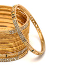 Gold-Plated White Crystal studded Classic Bangles Jewellery Set (Set Of 16)