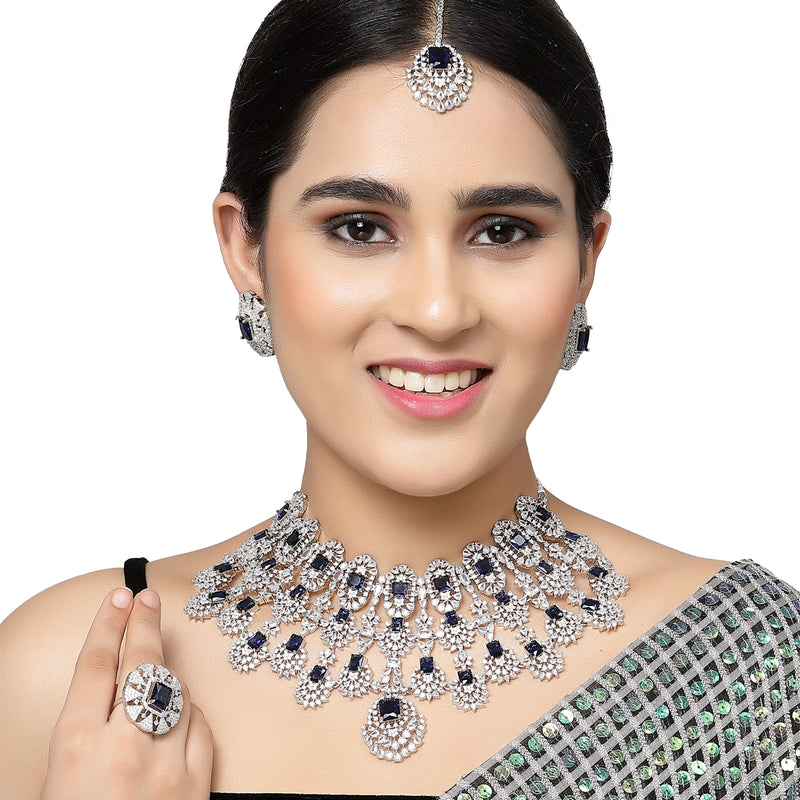 Kiara Advani Inspired Wedding Jewellery Set - NAVY BLUE