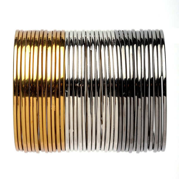 Gold, Silver & Black Toned Classic Bangles Jewellery Set (Combo Of Set Of 3)