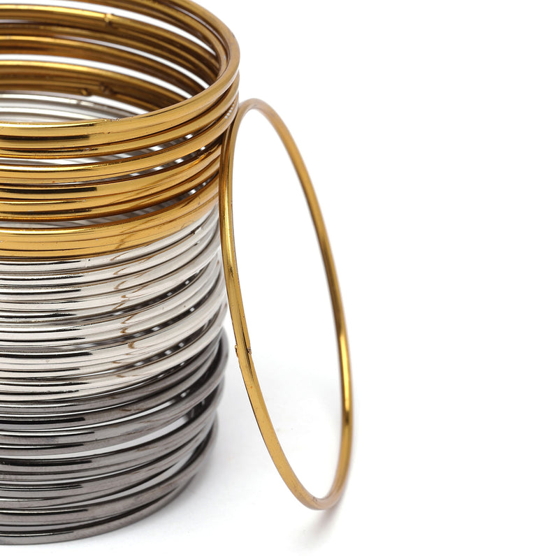 Gold, Silver & Black Toned Classic Bangles Jewellery Set (Combo Of Set Of 3)