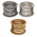 Gold, Silver & Black Toned Classic Intricate Textured Bangles Jewellery Set (Combo Of Set Of 3)