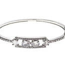 Rhodium-Plated Silver Toned Round Shaped White American Diamond Studded Kada Bracelet