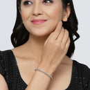 Rhodium Plated Silver Toned American Diamond Studded Bracelet combo Set of 2