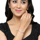 Rhodium-Plated Silver Toned White  American Diamond Studded Bracelet