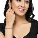 Rhodium-Plated Silver Toned White  American Diamond Studded Bracelet