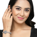 Rose Gold-Plated Black Toned White American Diamond Studded  Bracelet