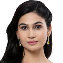 Rhodium-Plated Yellow & White American Diamond studded Teardrop Shaped Classic Drop Earrings