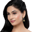 Rhodium-Plated Yellow & White American Diamond studded Teardrop Shaped Classic Drop Earrings
