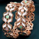 Rose Gold Plated Set Of 2  Traditional Kundan Studded Floral Design Bangle Set