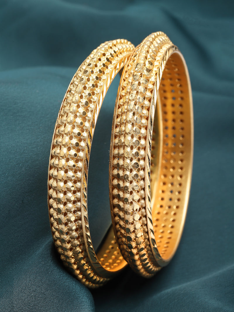 Gold Plated Classic Design Set Of 2 Traditional Bangle Set