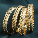 Gold Plated Leaf Design Set Of 4 Traditional Stylish Bangle Set
