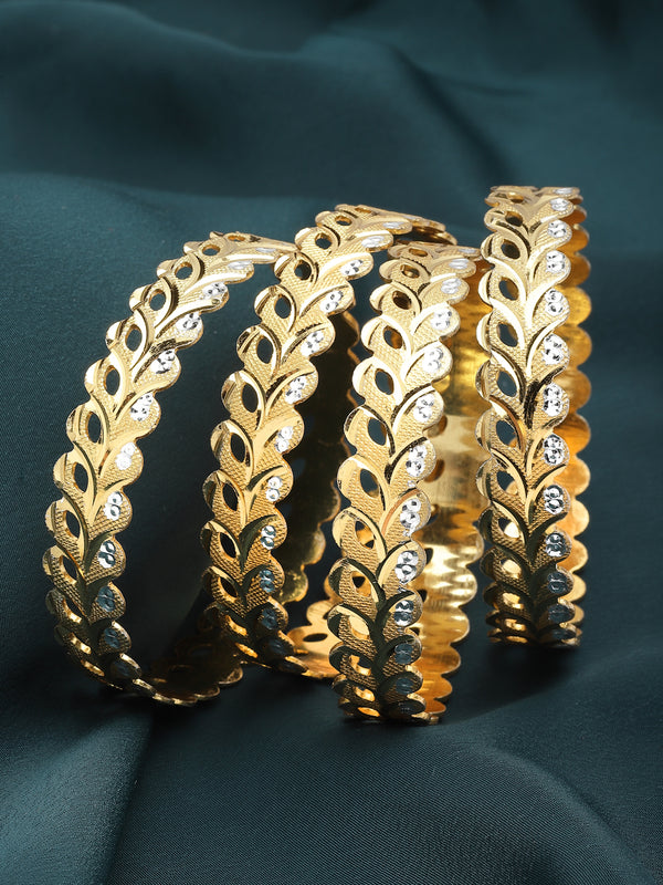 Gold Plated Leaf Design Set Of 4 Traditional Stylish Bangle Set