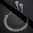 Rhodium-Plated with Silver-Toned White American Diamond Studded Jewellery Set