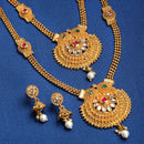 Gold Plated Traditional Dual Pearl Necklace Set Wedding Jewellery