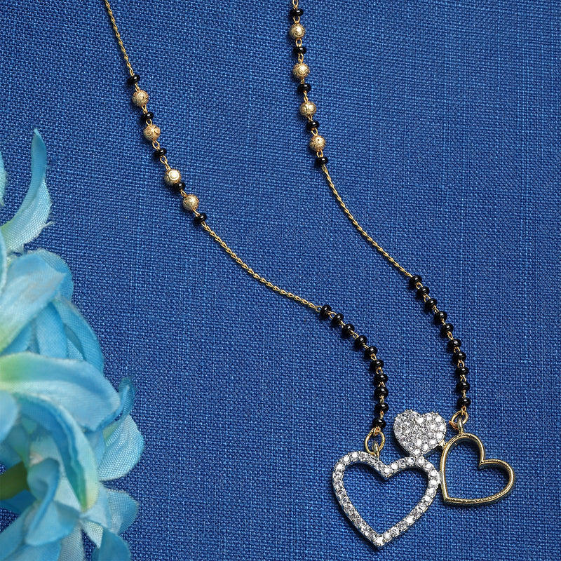 Heart Sharped Designer Gold Plated Mangalsutra Style  Pendant Jewellery For Women