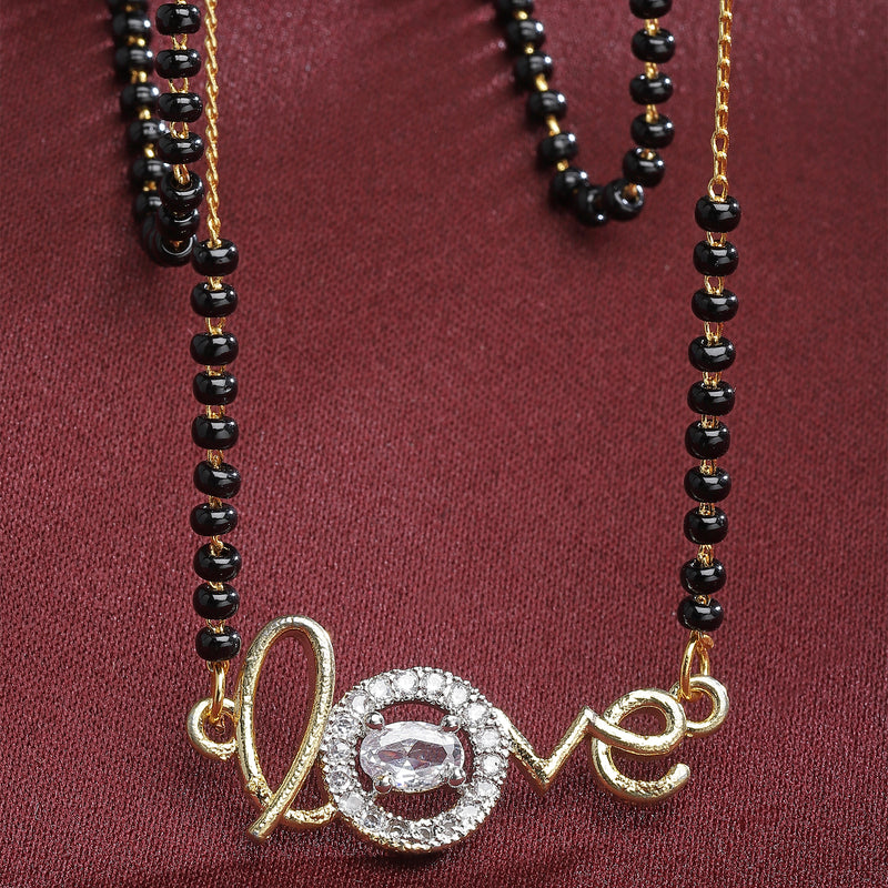 Heart Sharped Designer Gold Plated Mangalsutra Style  Pendant Jewellery For Women