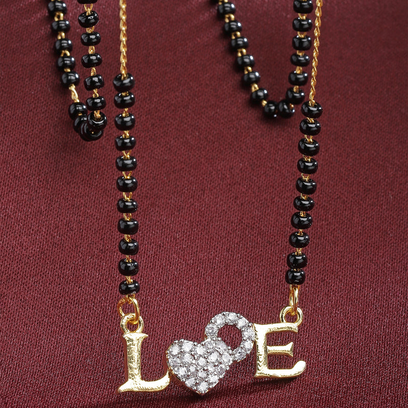 Heart Sharped Designer Gold Plated Mangalsutra Style  Pendant Jewellery For Women