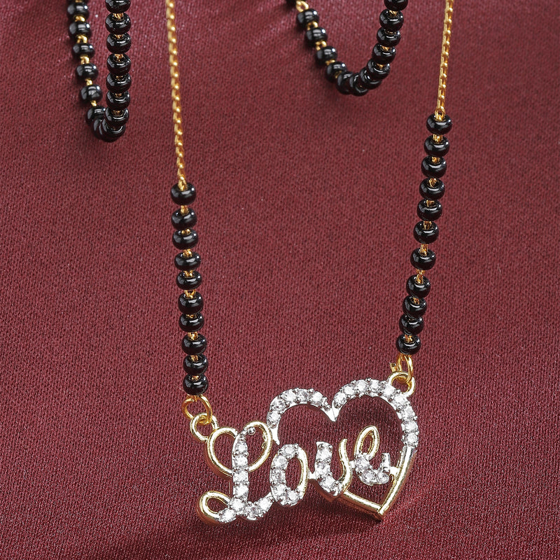 Heart Sharped Designer Gold Plated Mangalsutra Style  Pendant Jewellery For Women