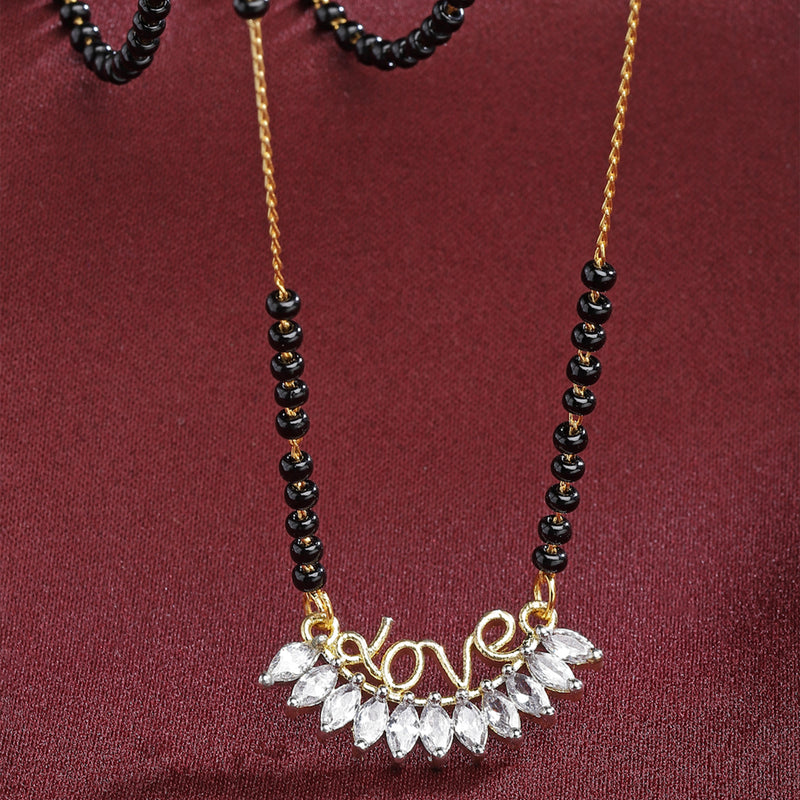 Heart Sharped Designer Gold Plated Mangalsutra Style  Pendant Jewellery For Women