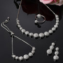 Rhodium-Plated Silver Toned White American Diamond studded Round Shaped Jewellery Set