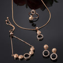 Rose Gold-Plated White American Diamond studded Geometric Shaped Jewellery Set