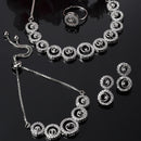 Rhodium-Plated Silver Toned White American Diamond studded Circular Shaped Jewellery Set