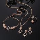 Rose Gold-Plated White American Diamond studded Square Shaped Jewellery Set