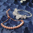 Rose Gold-Plated White American Diamond studded Round & Butterfly Shaped Bracelet (Combo)