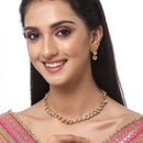 Gold-Plated White Kundan Studded Necklace with Earrings Jewellery Set
