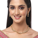 Gold-Plated White Kundan Studded Necklace with Earrings Jewellery Set