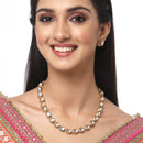 Gold-Plated White Kundan Studded Necklace with Earrings Jewellery set