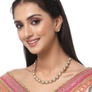 Gold-Plated White Kundan Studded Necklace with Earrings Jewellery set