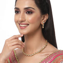 Gold-Plated White Kundan Studded Necklace with Earrings Jewellery set