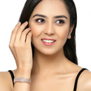 Rose Gold-Plated White American Diamond Studded Cuff Bracelet