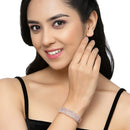 Rose Gold-Plated White American Diamond Studded Cuff Bracelet