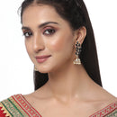 Gold-Plated Black & White Kundan studded Dome Shaped Meenakari Jhumka Earrings