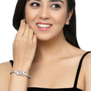 Rose Gold-Plated Black Toned Square Shaped  Pink American Diamond Studded Bracelet