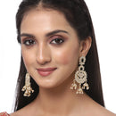Gold-Plated Black & White Kundan studded Contemporary Jhumka Earrings