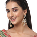 Gold-Plated Black & White Kundan studded Contemporary Jhumka Earrings