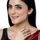 Gold-Plated  Butterfly & Leaf Shaped White Cubic Zirconia Studded  Ring