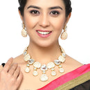 Gold-Plated Kundan Studded Pink Enamelled Necklace With Earrings Jewellery Set