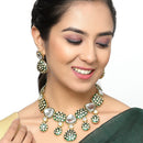 Gold-Plated Kundan Studded Green Enamelled Necklace With Earrings Jewellery Set