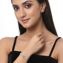 Rhodium Plated Heart & Star Shape AD Contemporary Bracelet Combo Set