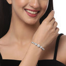 Rhodium Plated Silver Toned American Diamond Studded Bracelet combo Set of 2