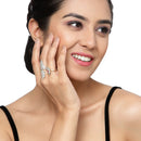 Gold-Plated  Butterfly & Leaf Shaped Pink Cubic Zirconia Studded  Ring